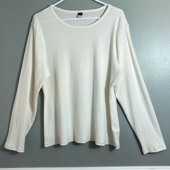 Old Navy cream color soft fine rib round neck essential sweater XXL - Picture 1 of 7